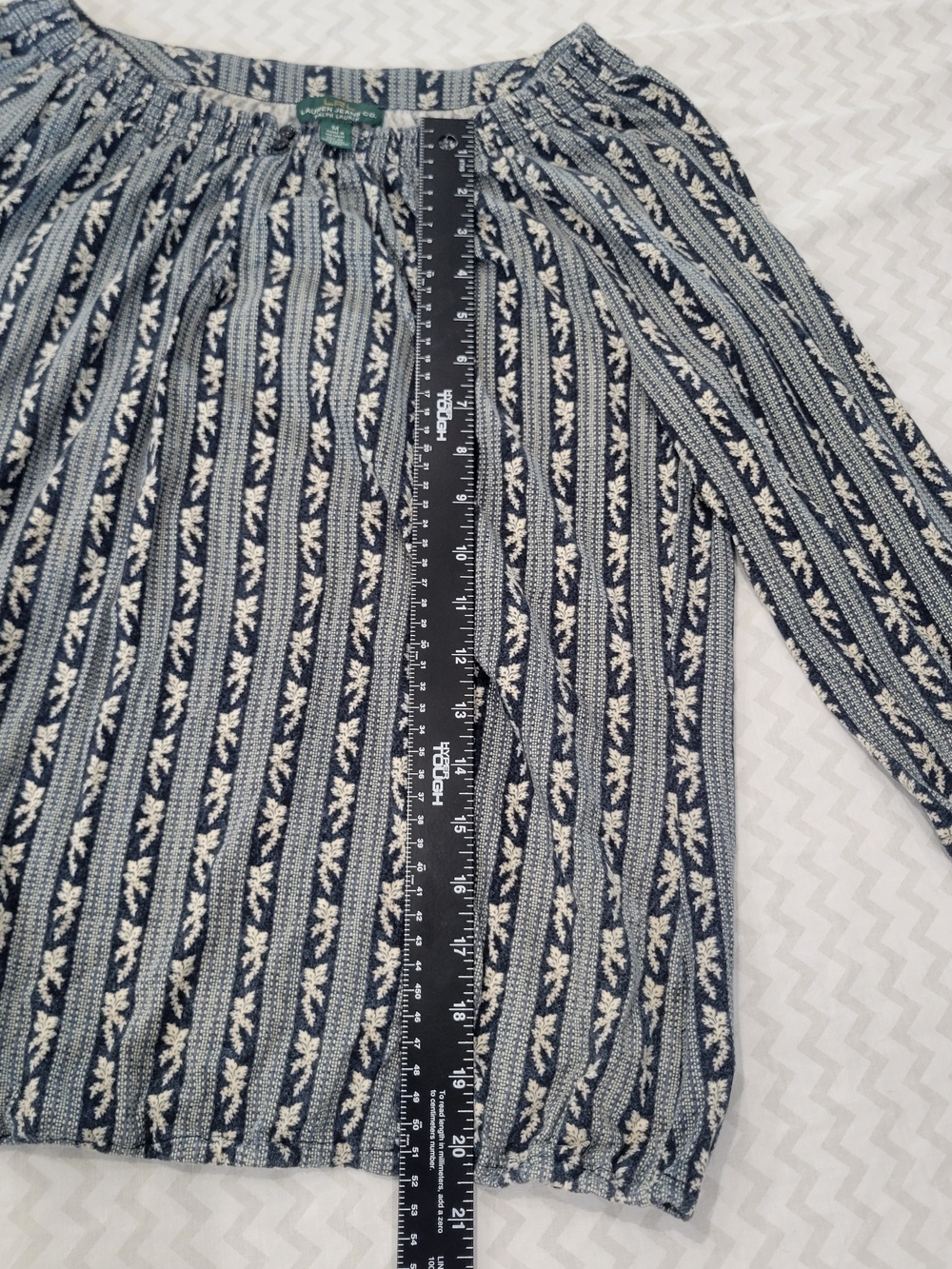 Lauren Ralph Lauren Navy and White Off-Shoulder Peasant Boho - Picture 2 of 9